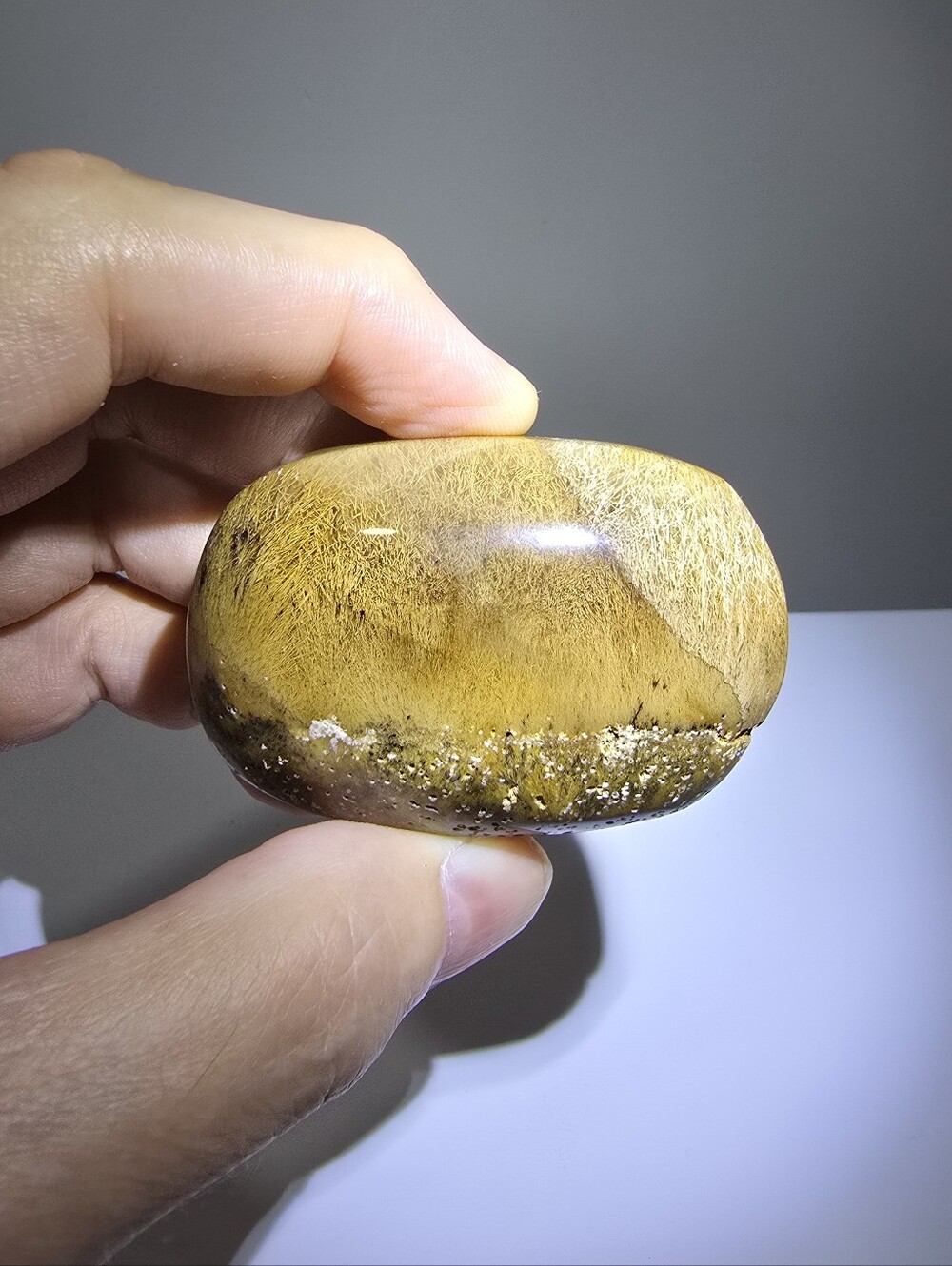 Angel Hair Golden Rutilated Quartz Crystal Palmstone #A